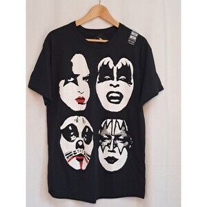 Hot Topic Kiss Screen Print Band T-shirt Tee Black Cotton Unisex Size L NWT